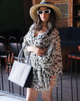 Monochrome Kaftan Mini Dress