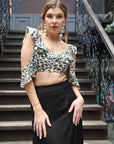 Sleek Satin Skirt and Cheetah Ruffle Top