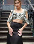 Sleek Satin Skirt and Cheetah Ruffle Top